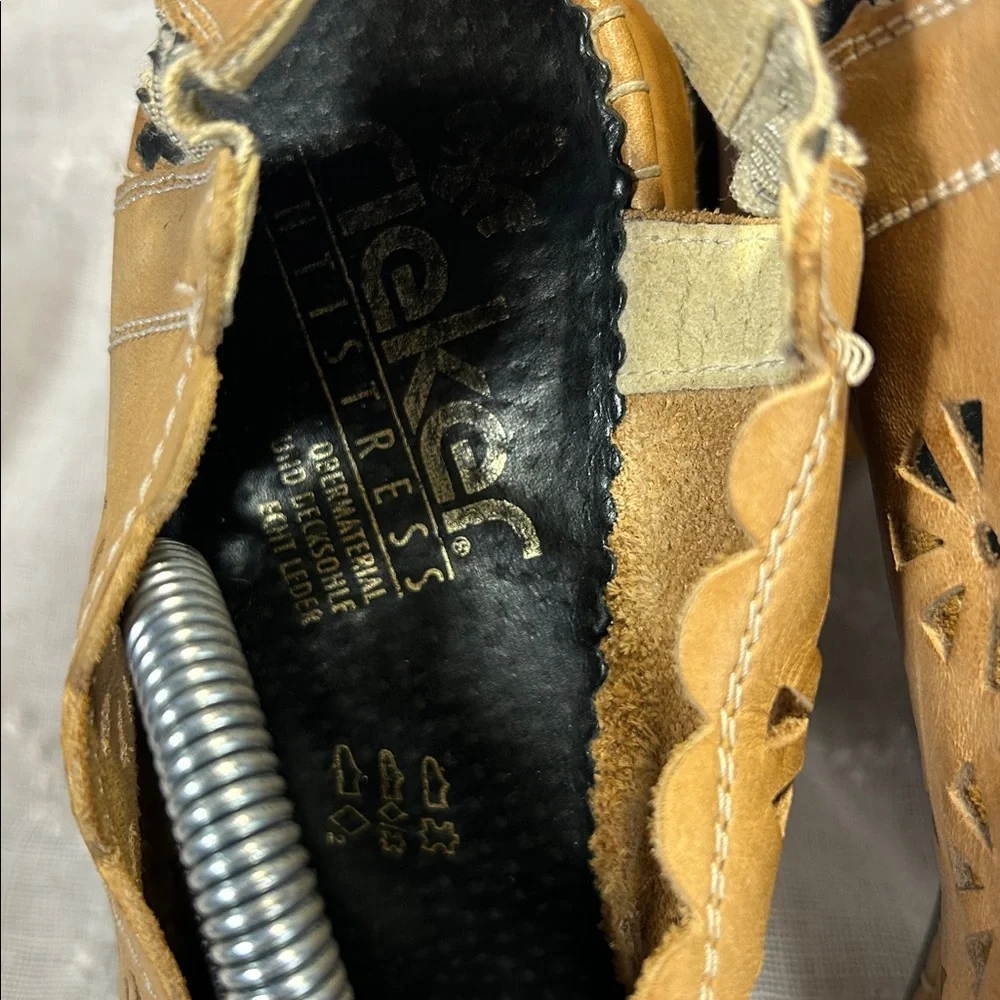 Rieker laser cut leather sling back shoes
